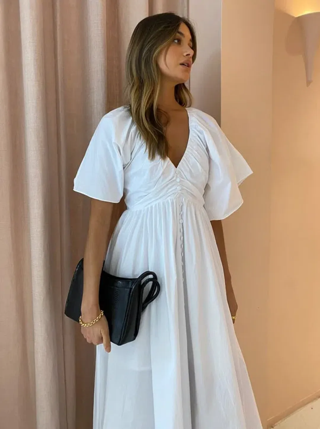 Joslin Studio The Sakura Cotton Midi Dress White Size 10 for rent on The Volte - main image