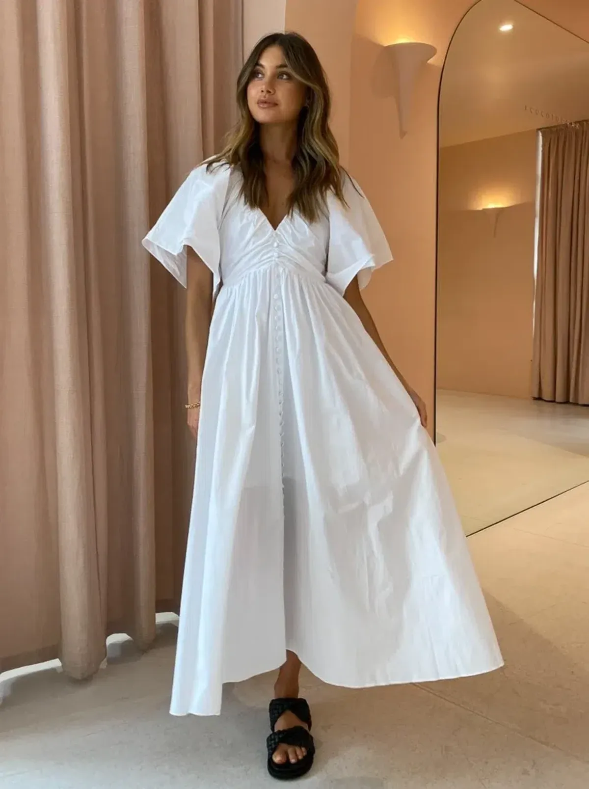 Joslin Studio The Sakura Cotton Midi Dress White Size 10 for rent on The Volte - main image