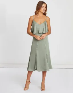 Chancery Bec Cocktail Satin Dress in Sage Green Size  6 for rent on The Volte - image 2