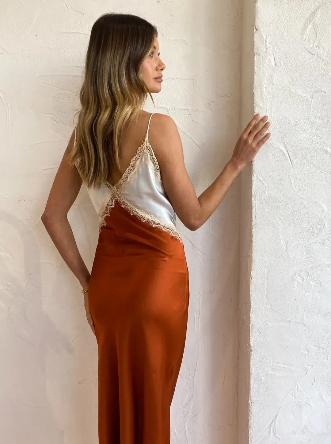 Ginia Sadie Dress in Picante/Breeze White Brown Size 10 for rent on The Volte - main image