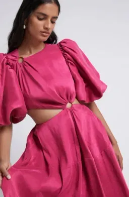  Aje Vanades Cut Out Ring Midi Dress Pink Size 6 for rent on The Volte - image 5