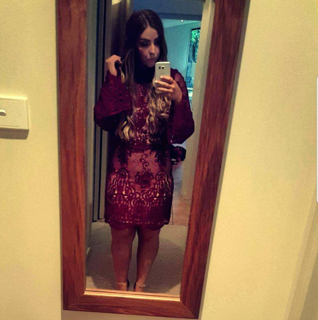 White Suede Berry Lace Shift Dress for rent on The Volte - main image