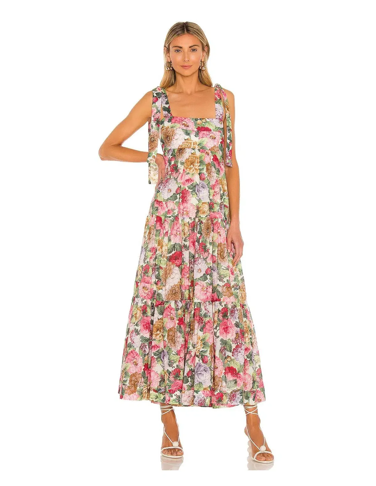 Zimmerman Mae Tie Shoulder Midi Dress Floral Size 1 / Au 10  for rent on The Volte - main image