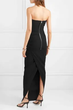 Rick Owens Strapless Cotton Blend Crepe Maxi Dress Black Size 10 for rent on The Volte - image 2