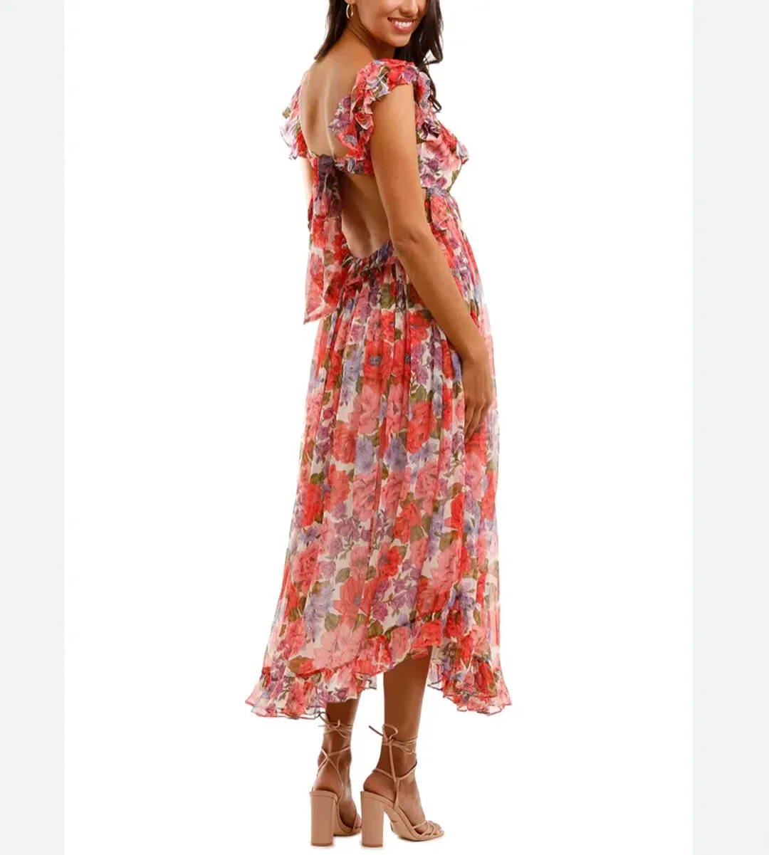 Zimmermann Poppy Frill Edge Midi Silk Dress Print Size 8 for rent on The Volte - main image