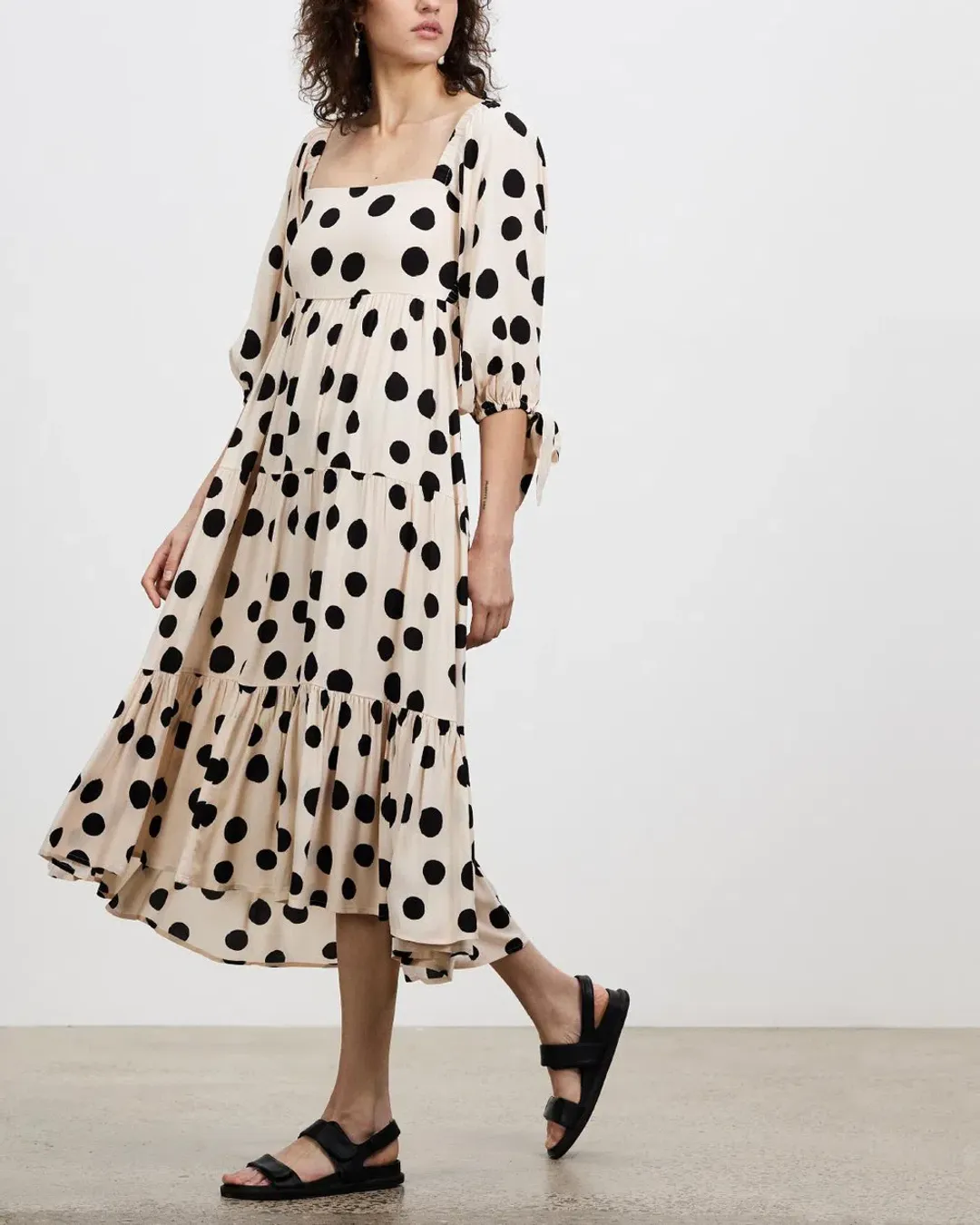 Kivari Rammy Polka Dot Midi Dress Print Size 16 for rent on The Volte - main image