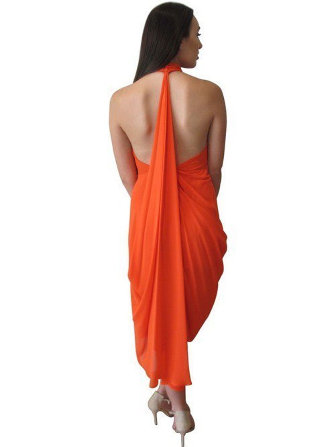 Carla Zampatti Siren Teardrop Gown Orange Size 6 for rent on The Volte - main image