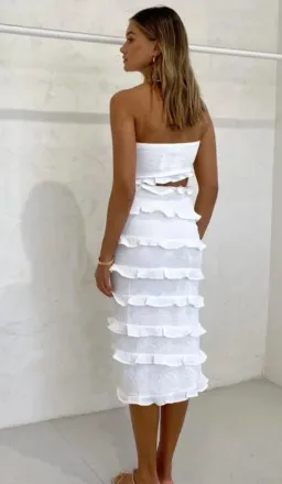 By Nicola Halo Midi Dress White Size 10 for rent on The Volte - image 9