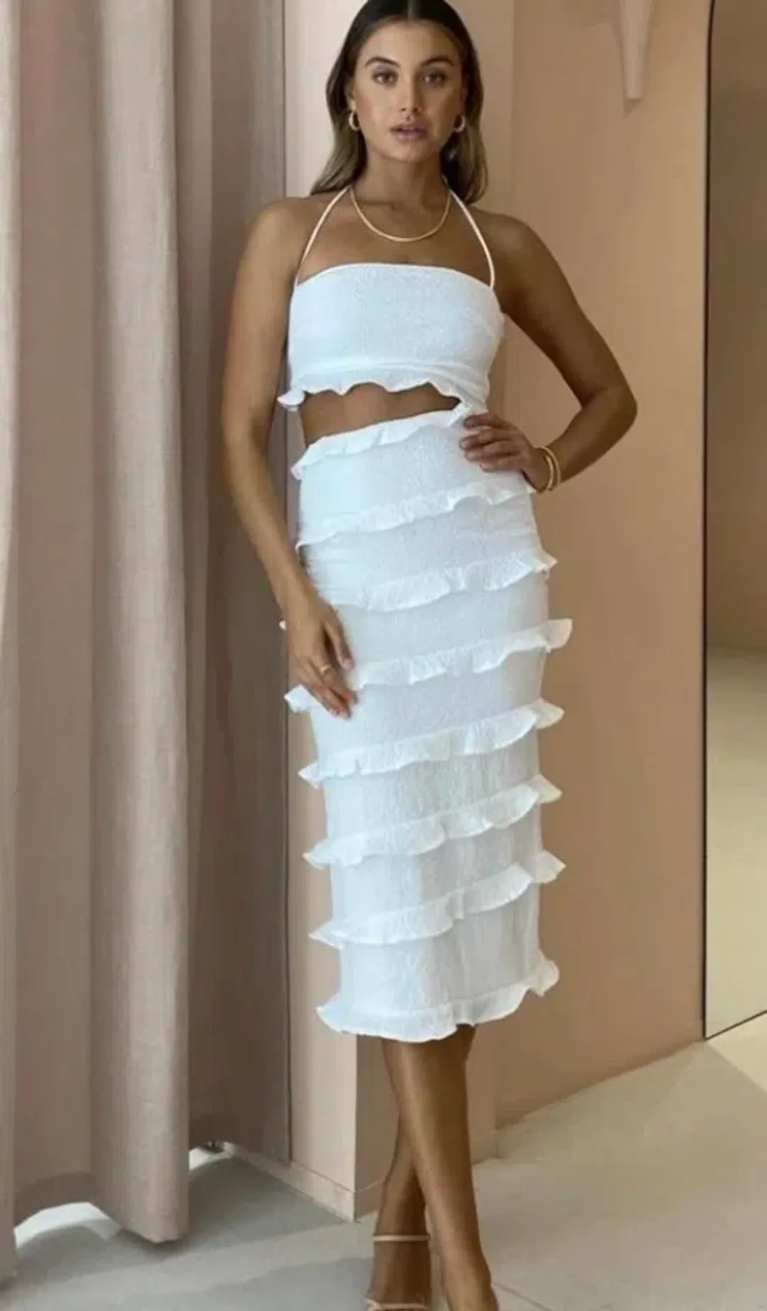 By Nicola Halo Midi Dress White Size 10 for rent on The Volte - main image