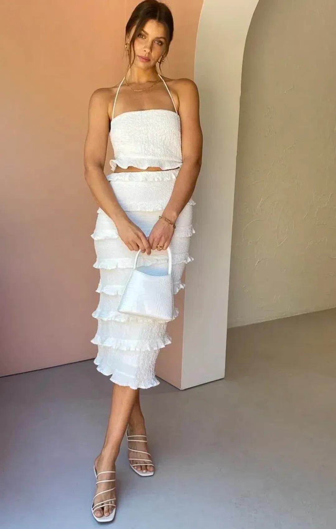 By Nicola Halo Midi Dress White Size 10 for rent on The Volte - main image