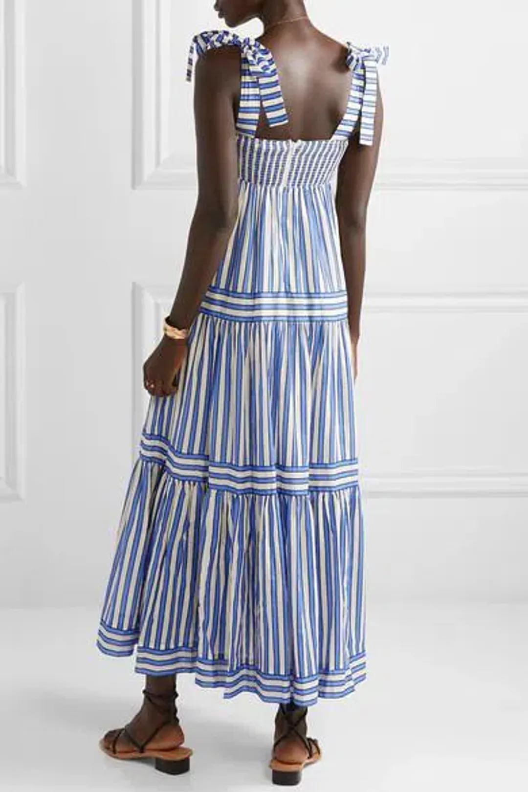 Zimmermann Verity Striped Tiered Maxi Dress Blue Stripe Size 0 / AU 8 for rent on The Volte - main image