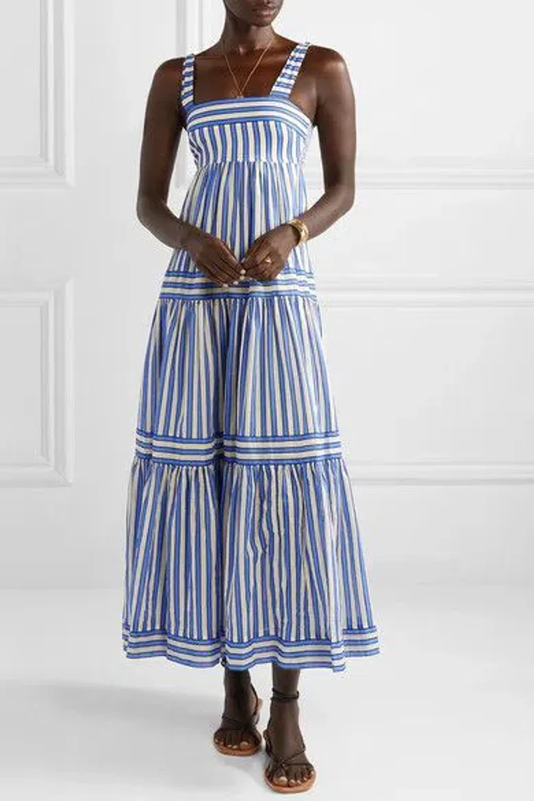 Zimmermann Verity Striped Tiered Maxi Dress Blue Stripe Size 0 / AU 8 for rent on The Volte - main image