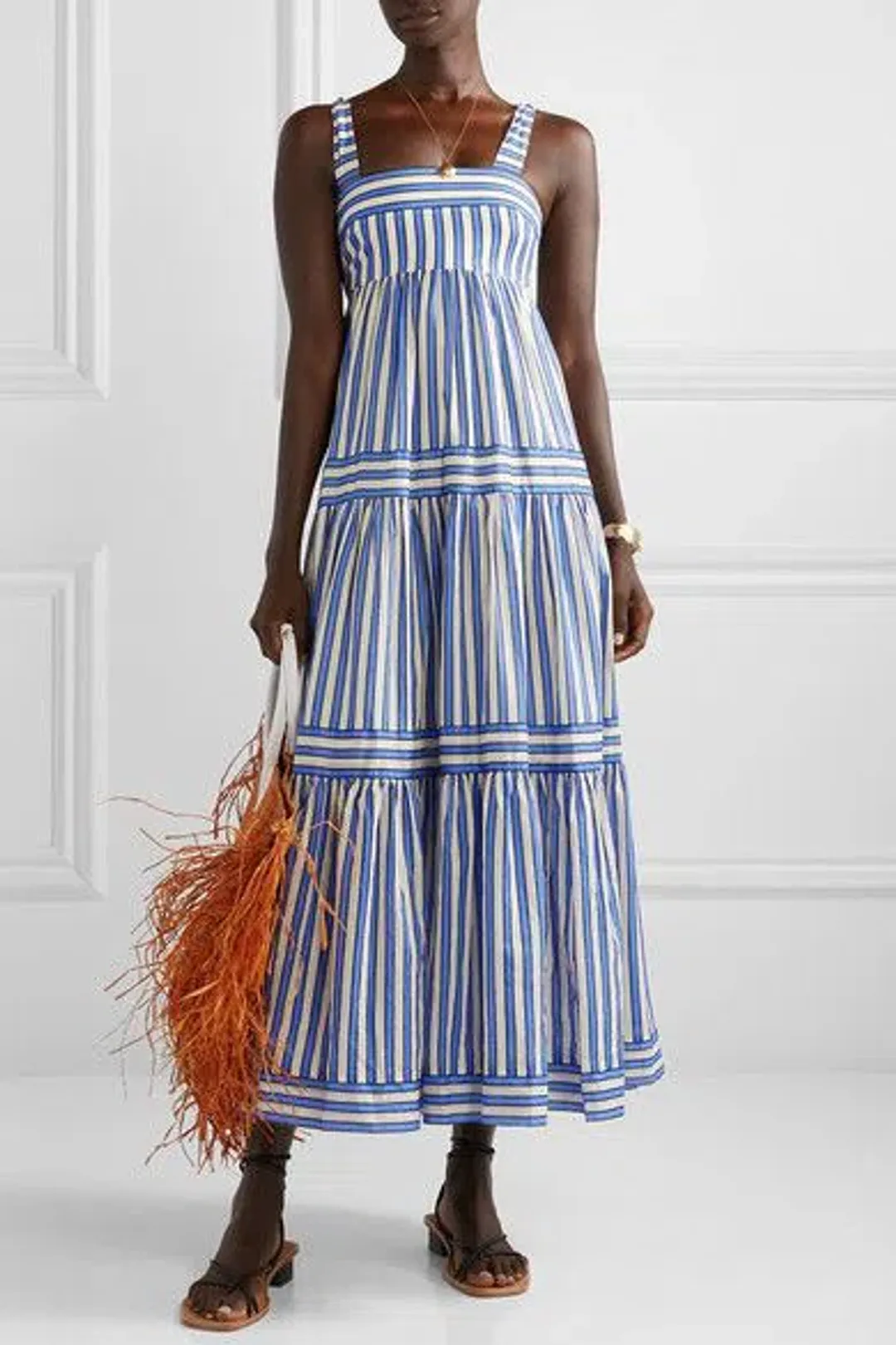 Zimmermann Verity Striped Tiered Maxi Dress Blue Stripe Size 0 / AU 8 for rent on The Volte - main image