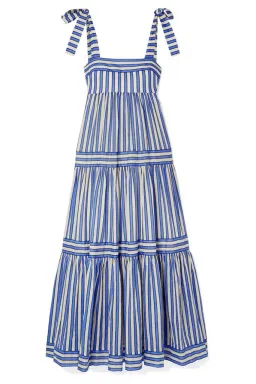 Zimmermann Verity Striped Tiered Maxi Dress Blue Stripe Size 0 / AU 8 for rent on The Volte - image 6