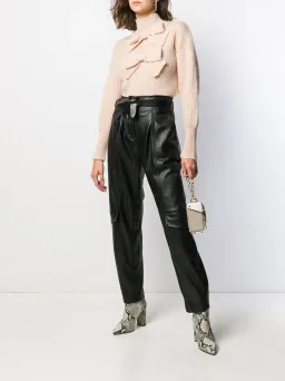 Zimmermann Bow Embellished Ribbed Mohair Blend Turtleneck Sweater Blush Size 0 / AU 8 for rent on The Volte - image 1