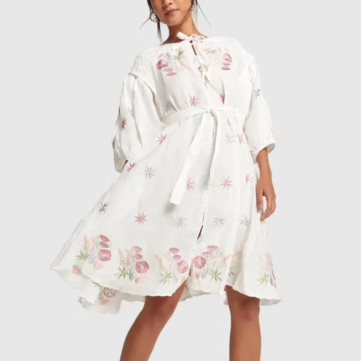 Innika Choo White  Midi Smock Dress Print One Size  for rent on The Volte - main image