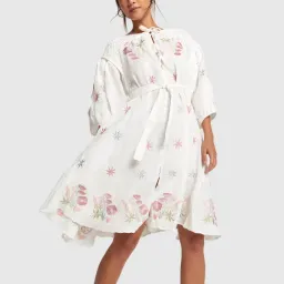 Innika Choo White  Midi Smock Dress Print One Size  for rent on The Volte - image 1