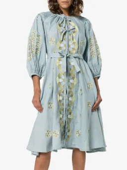 Innika Choo Sir Kulksware Blue Midi Smock Print Dress One Size  for rent on The Volte - image 3