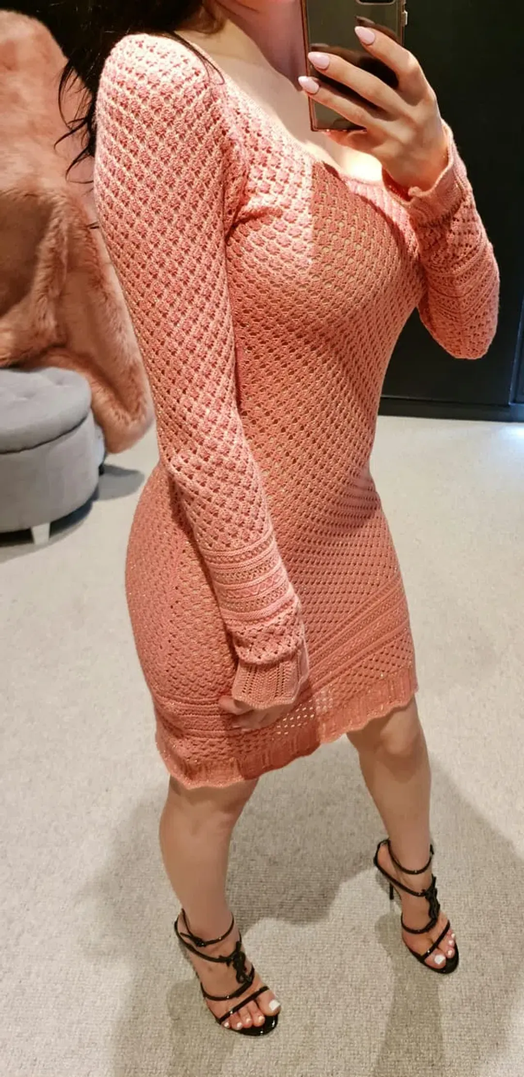 Spell & The Gypsy Atlantic Crochet Mini Dress Pink Size 6  for rent on The Volte - main image