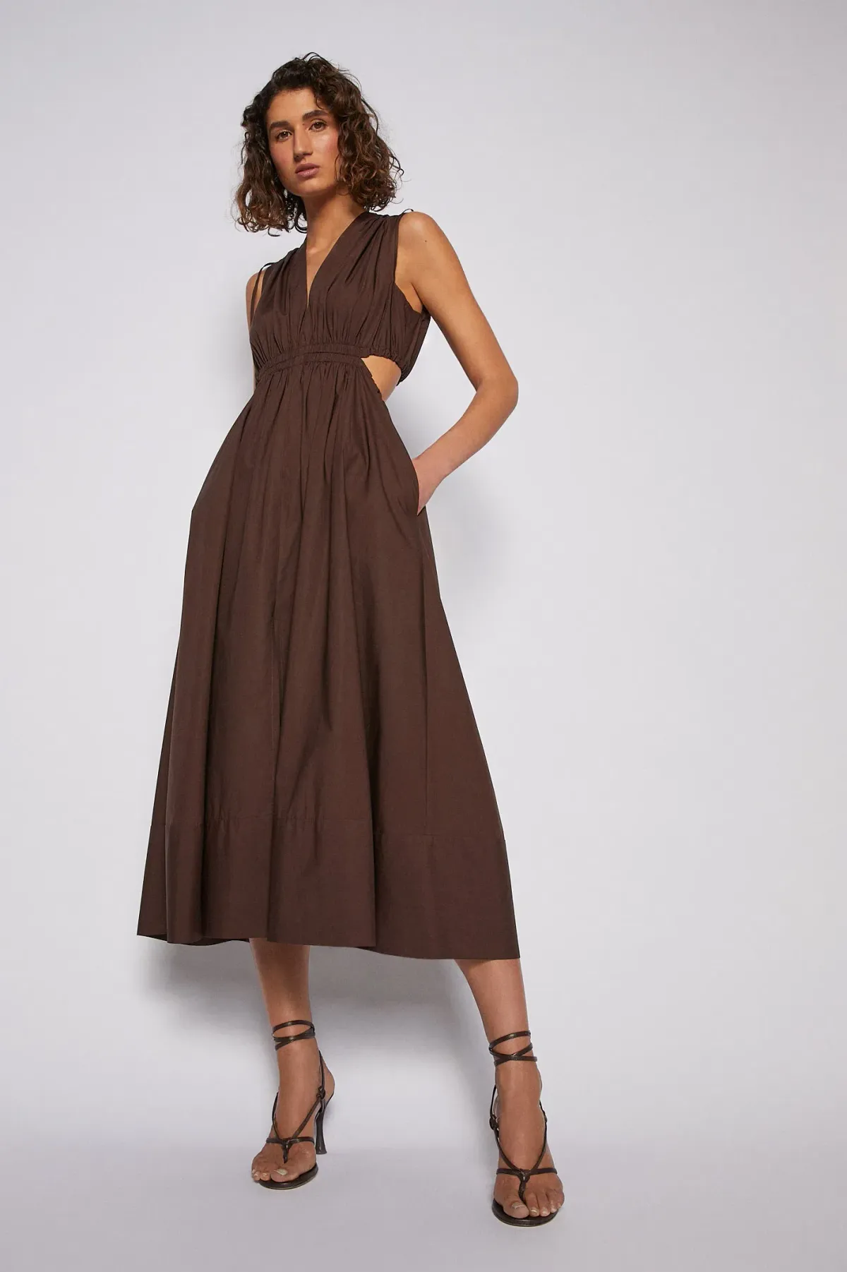 Scanlan Theodore Cotton Drawcord Dress Brown Size 8 for rent on The Volte - main image