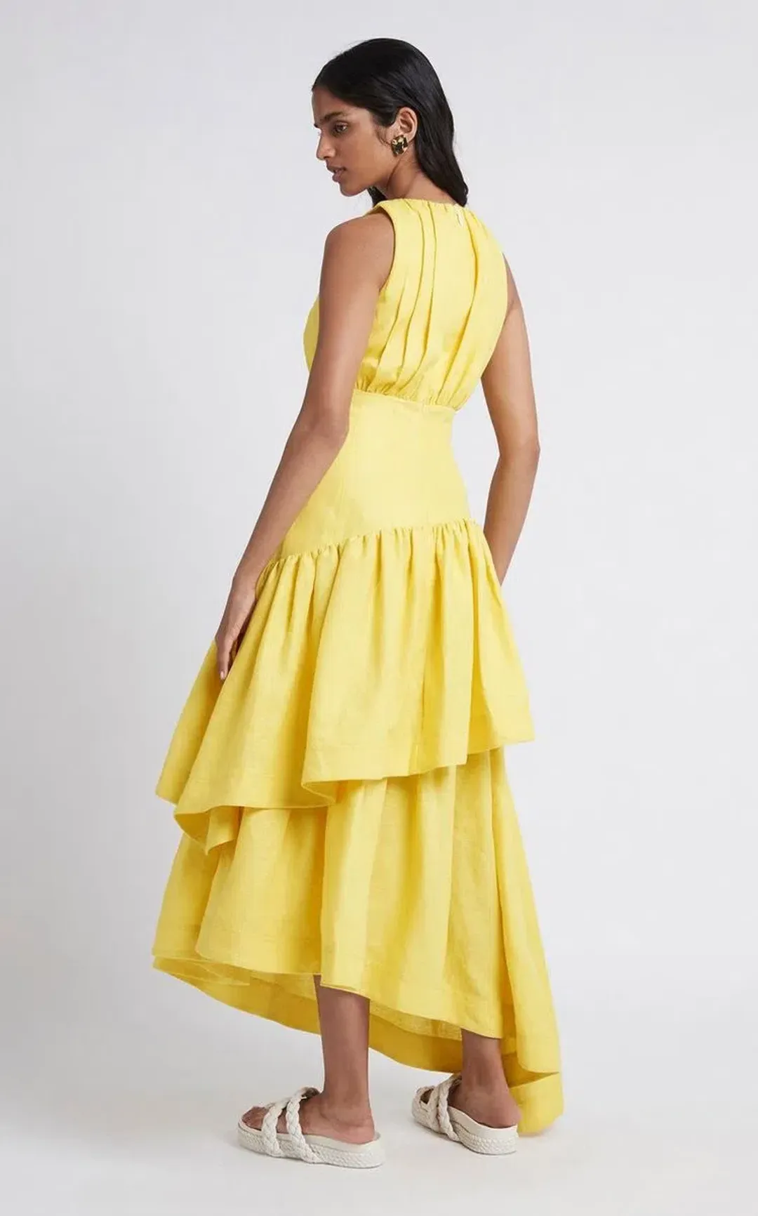 Aje Caliente Cutout Tiered Dress Daisy Yellow Size 12 for rent on The Volte - main image