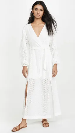 Suboo Goldie Wrap Tie Maxi Dress White Size 4 for rent on The Volte - image 3