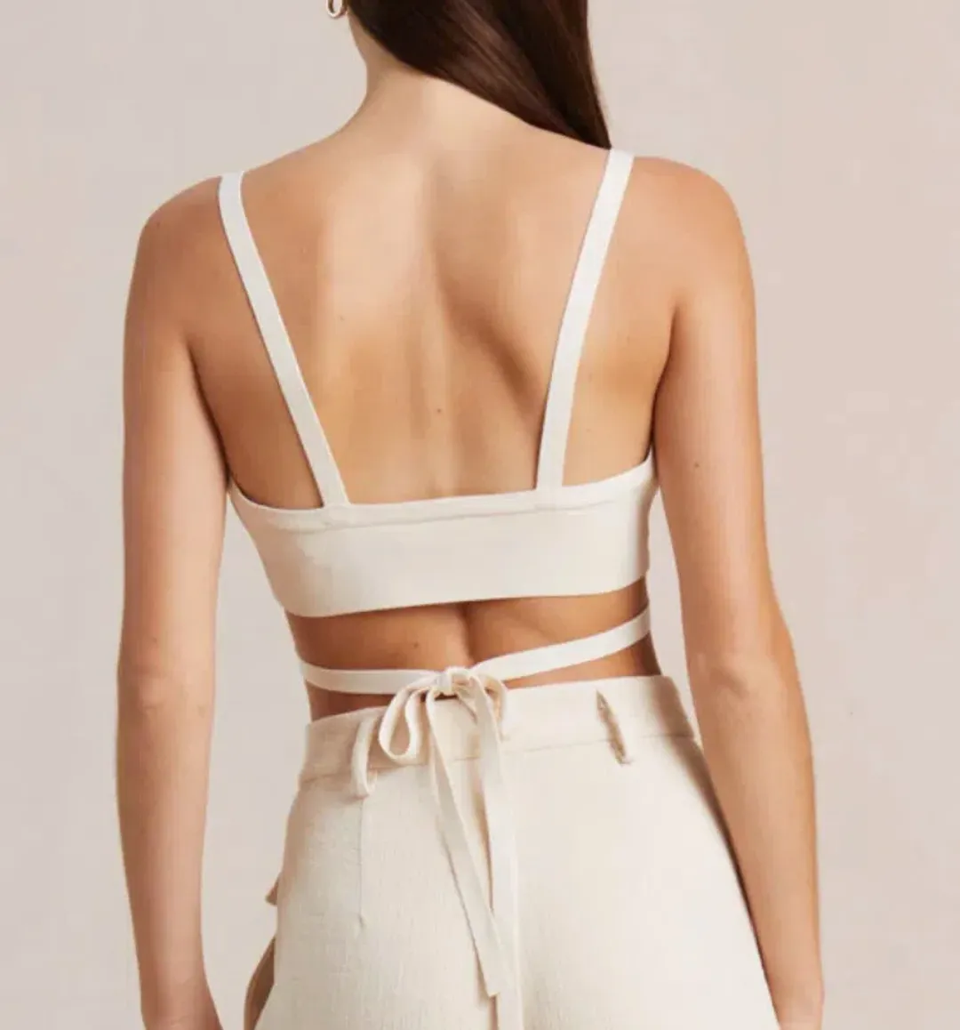Bec & Bridge Amalia Knit Twist Top Size 6 and Maxi Skirt Size 8 Set Cream for rent on The Volte - main image