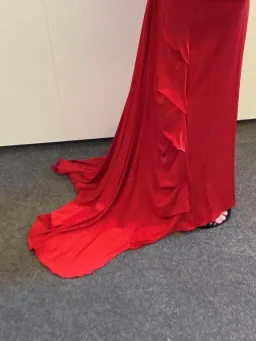 Wayne Cooper Stretch Satin Backless Gown Red Size 8 for rent on The Volte - image 3