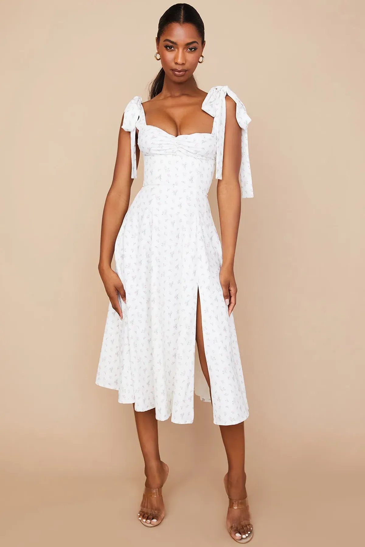 House of CB Alicia Midi Dress White Floral Size S / Au 8 for rent on The Volte - main image