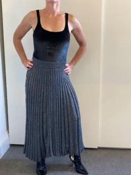 Christopher Esber Pleated Knit Skirt Grey Size 8 for rent on The Volte - image 3