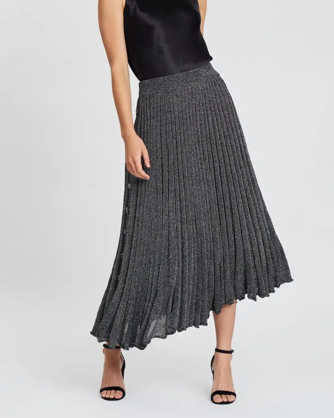 Christopher Esber Pleated Knit Skirt Grey Size 8 for rent on The Volte - main image