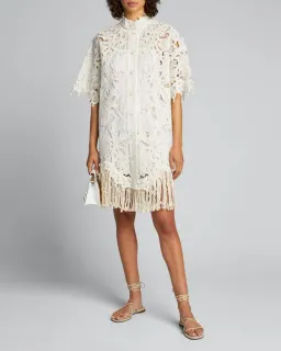Zimmermann Wavelength Shirt Dress Ivory Size 0 / AU 8 for rent on The Volte - image 1