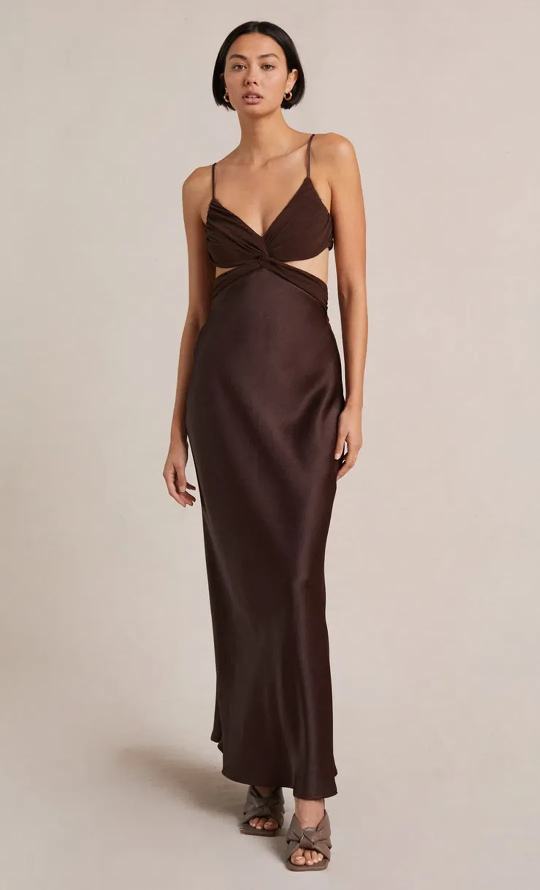Bec and Bridge Nadia Twist Dress Brown Size 6 for rent on The Volte - main image