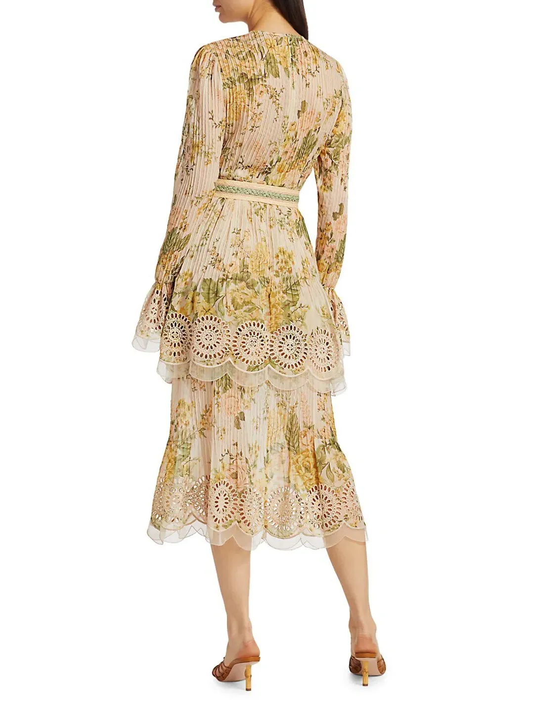 Zimmermann Amelie Pintuck Long Sleeve Midi Dress Floral Size 1 / AU 10 for rent on The Volte - main image