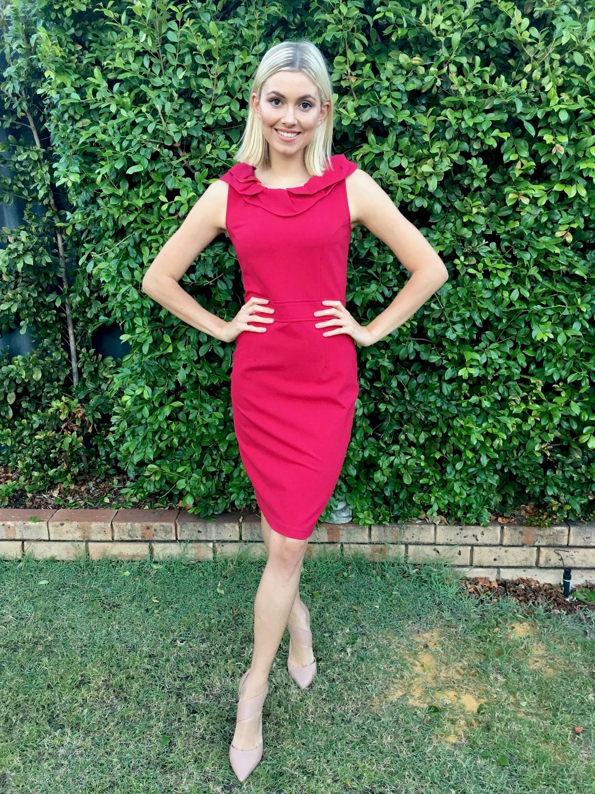 Alannah Hill Red Midi with Frill Neckline size 8 for rent on The Volte - main image
