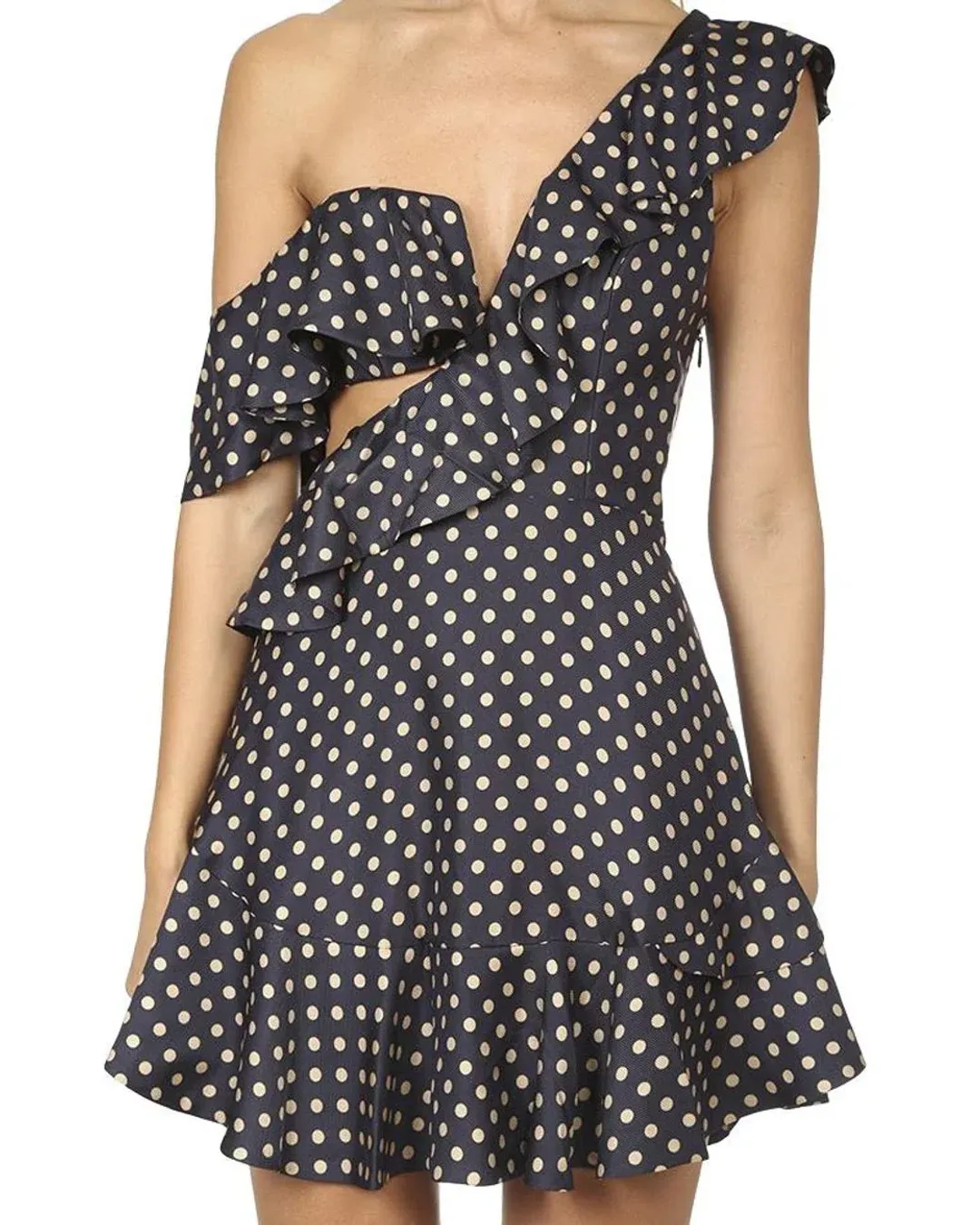 Zimmermann Rife Flounce Mini Dress Navy/Mustard Print Size 6 for rent on The Volte - main image