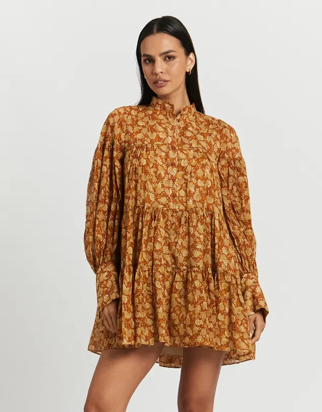 Shona Joy Arizona Tiered Mini Dress Print Size 14  for rent on The Volte - main image