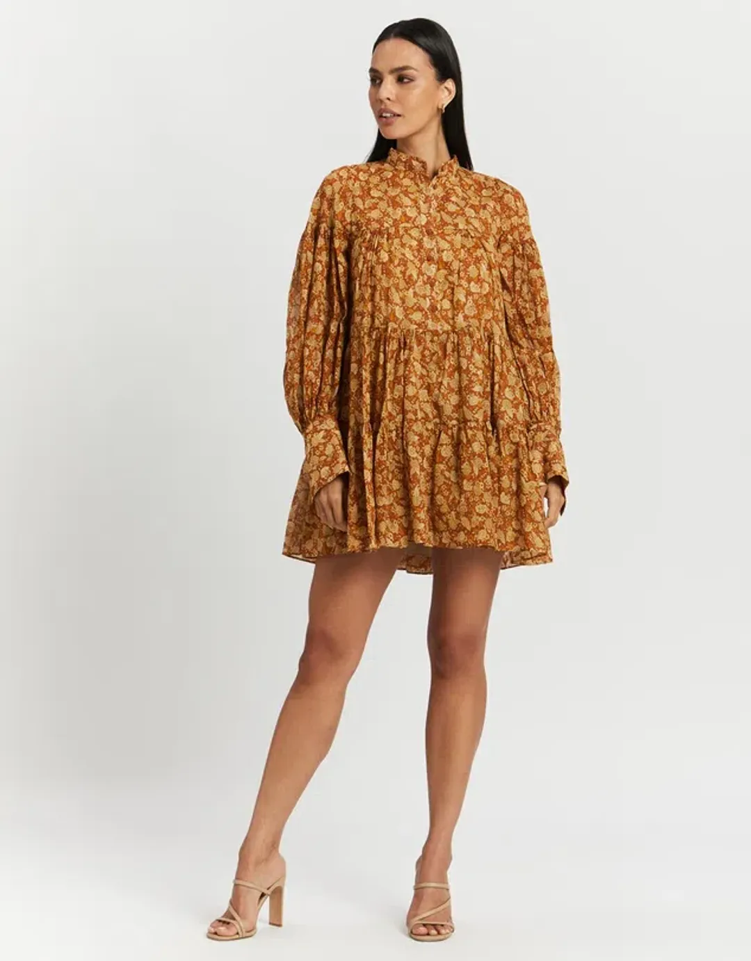 Shona Joy Arizona Tiered Mini Dress Print Size 14  for rent on The Volte - main image
