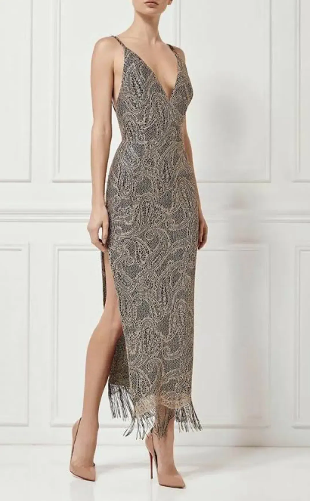 Misha Shadara Dress Metallic Size 8 for rent on The Volte - main image
