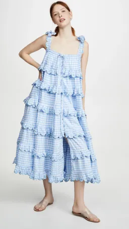 Innika Choo Scallop Frill Dress Blue Size 12 for rent on The Volte - image 1