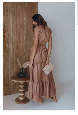 Aura the Label Linen skirt Set Burnt Rose Size 10 for rent on The Volte - image 2
