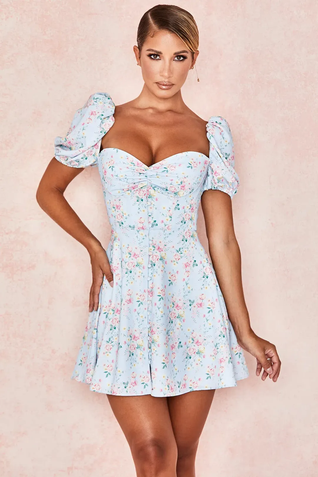 House Of CB Aria Mini Sundress Blue Floral Size S / Au 8 for rent on The Volte - main image