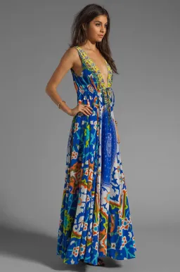 Camilla Road to Nowhere V Neck Drawstring Maxi in Formentera Size 16/XL for rent on The Volte - image 3