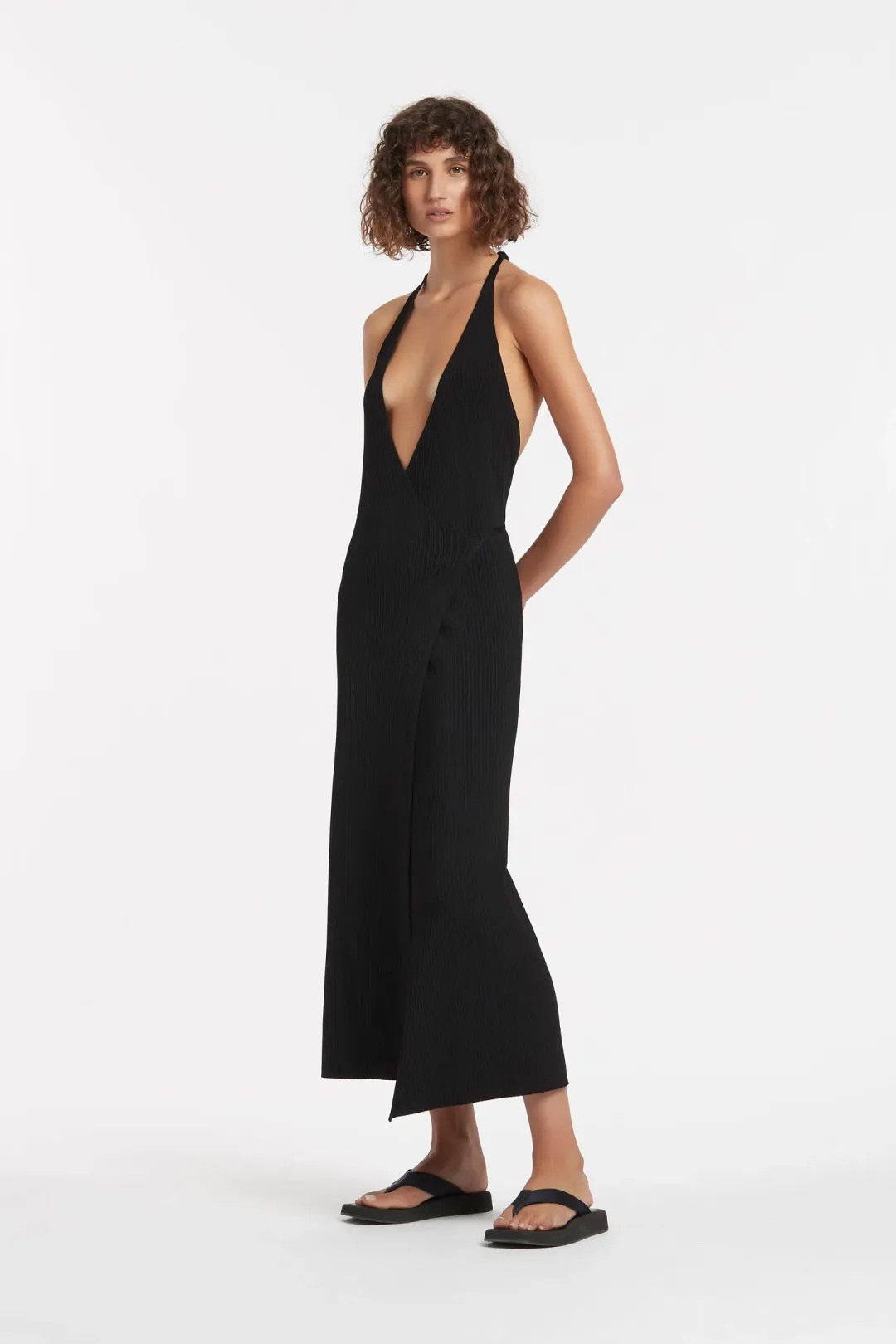 Sir The Label Kelvin Wrap Midi Dress Black Size 1 for rent on The Volte - main image