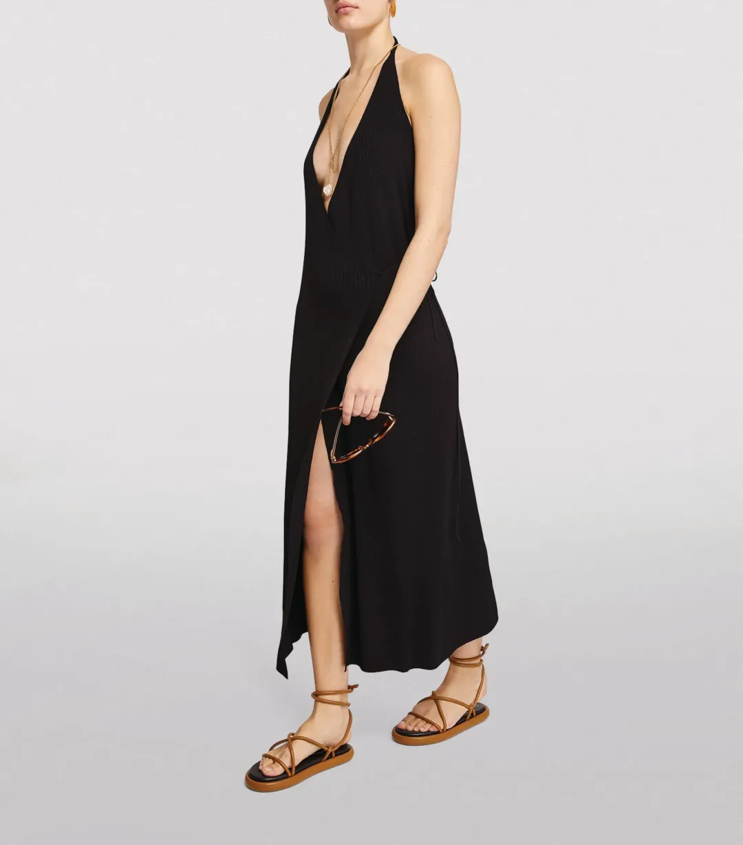 Sir The Label Kelvin Wrap Midi Dress Black Size 1 for rent on The Volte - main image
