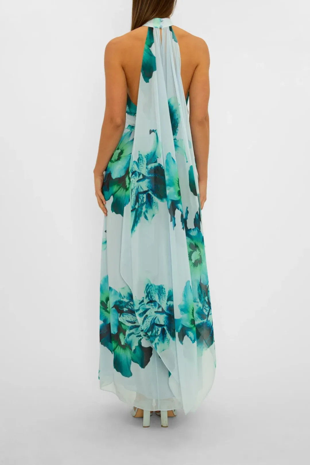 Carla Zampatti Blue Mid Summer Night Dream Gown Print Size 6 for rent on The Volte - main image