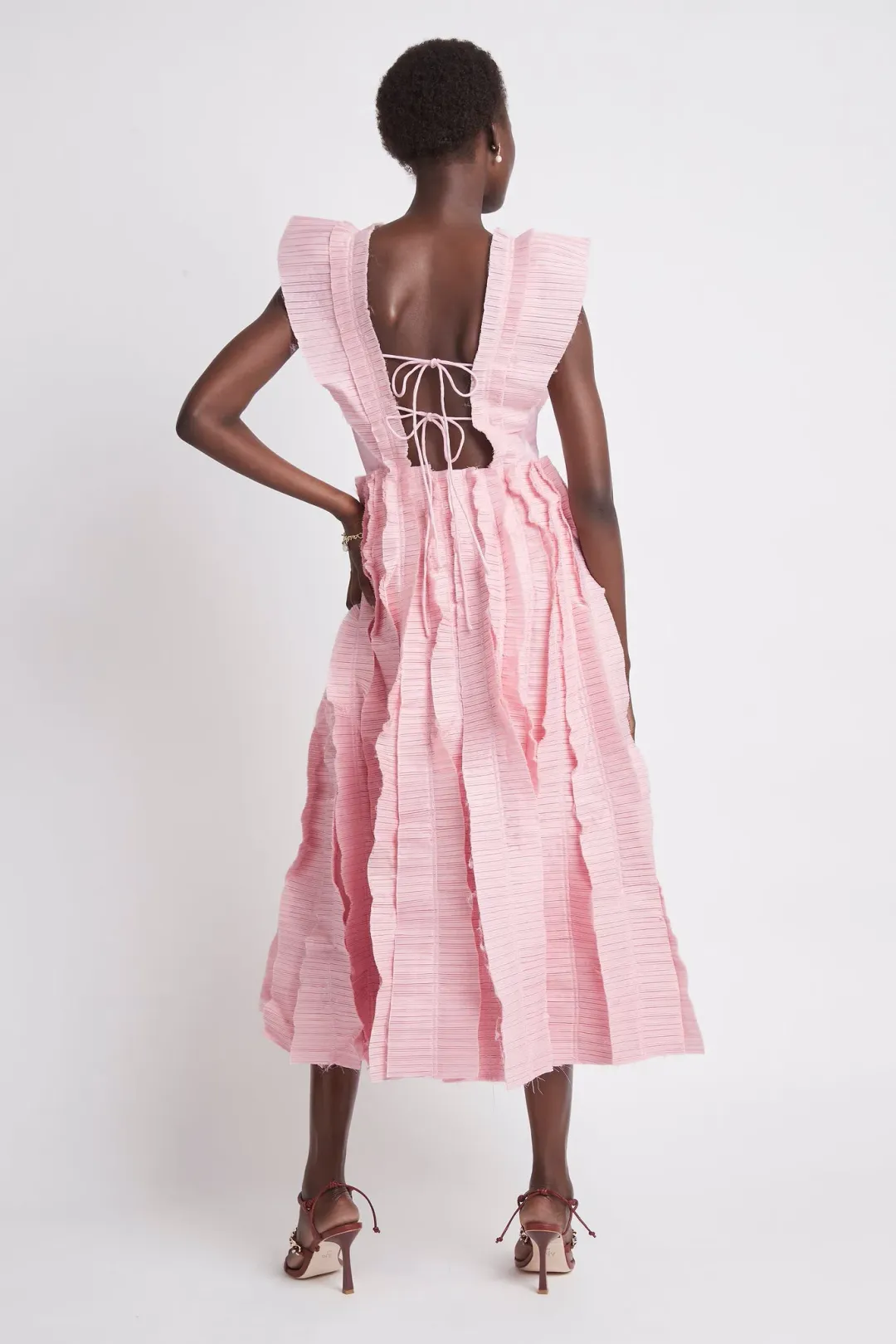 Aje Hybrid Midi Dress Pink Size 6 for rent on The Volte - main image