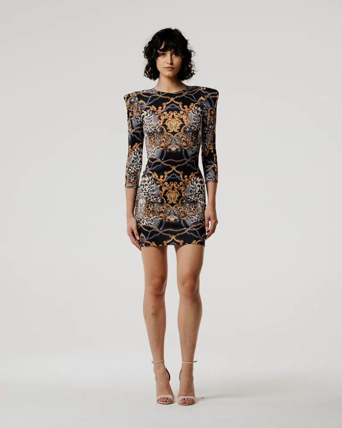 Meraki Official Max Baroque Printed Mini Dress Print Size 8  for rent on The Volte - main image