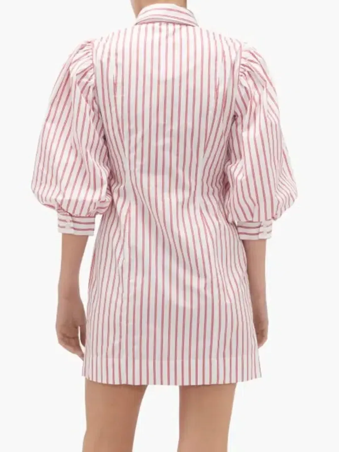 Ganni Stripe Cotton Mini Dress Print Size 8 for rent on The Volte - main image
