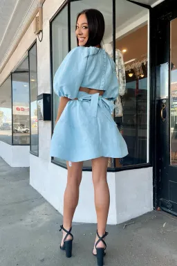 Aje Psychedelia Cut Out Mini Dress in Pale Blue Size 4 for rent on The Volte - image 3